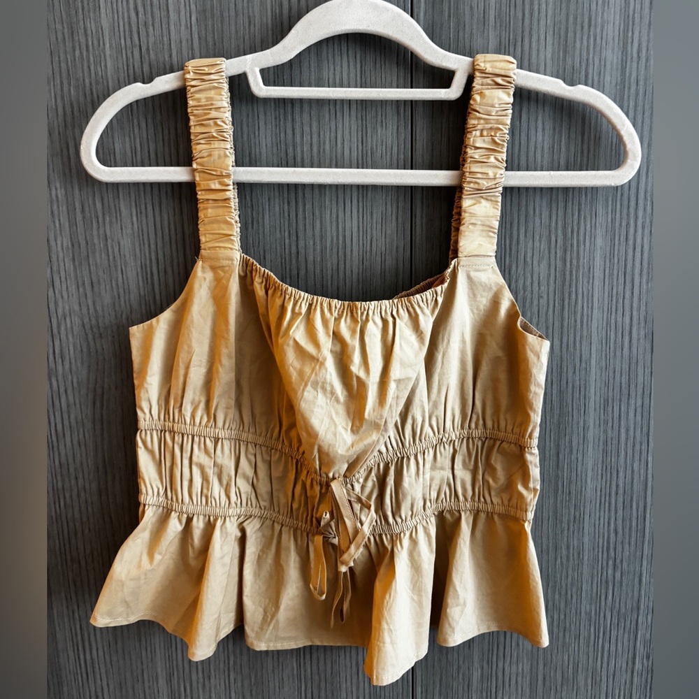 Tan Ruched Crop Top